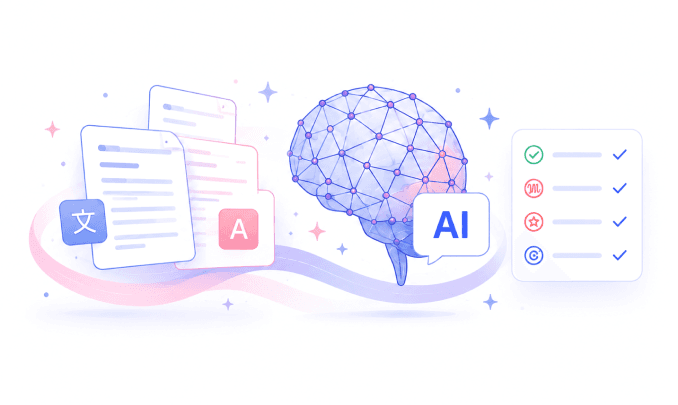 AI translation workspace illustration
